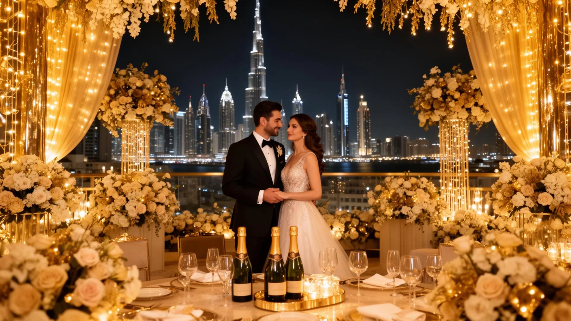 Elegant engagement stage setup in Dubai