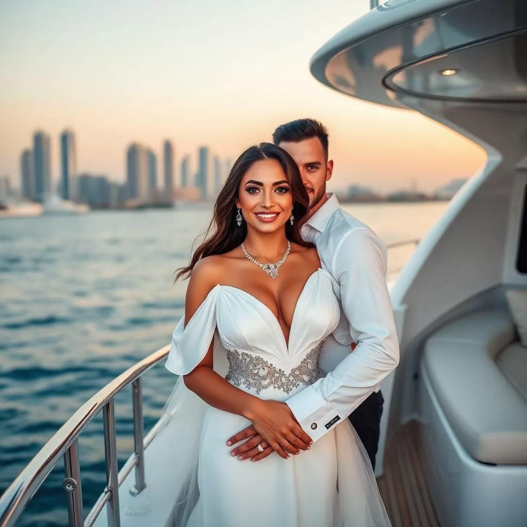 Luxury yacht pre-wedding shoot in Dubai